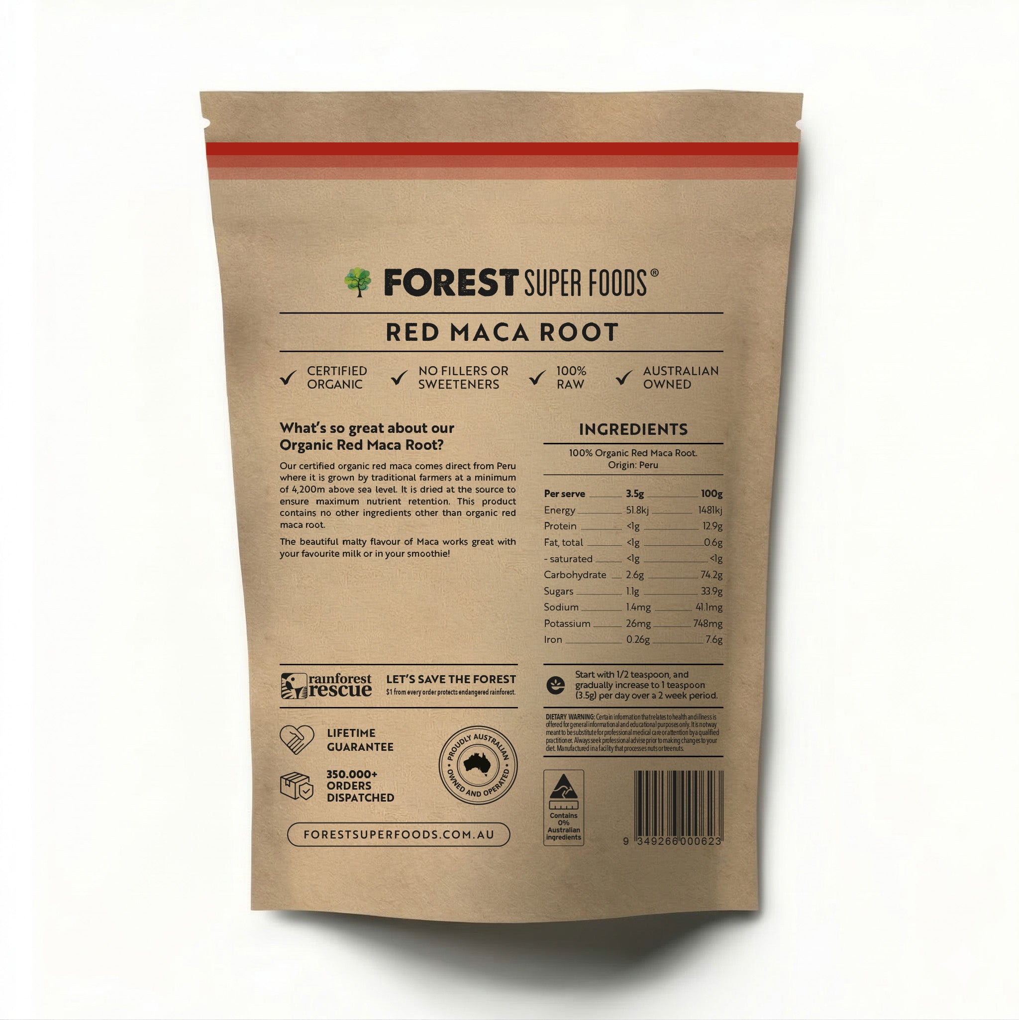 Certified Organic Red Maca Root Powder