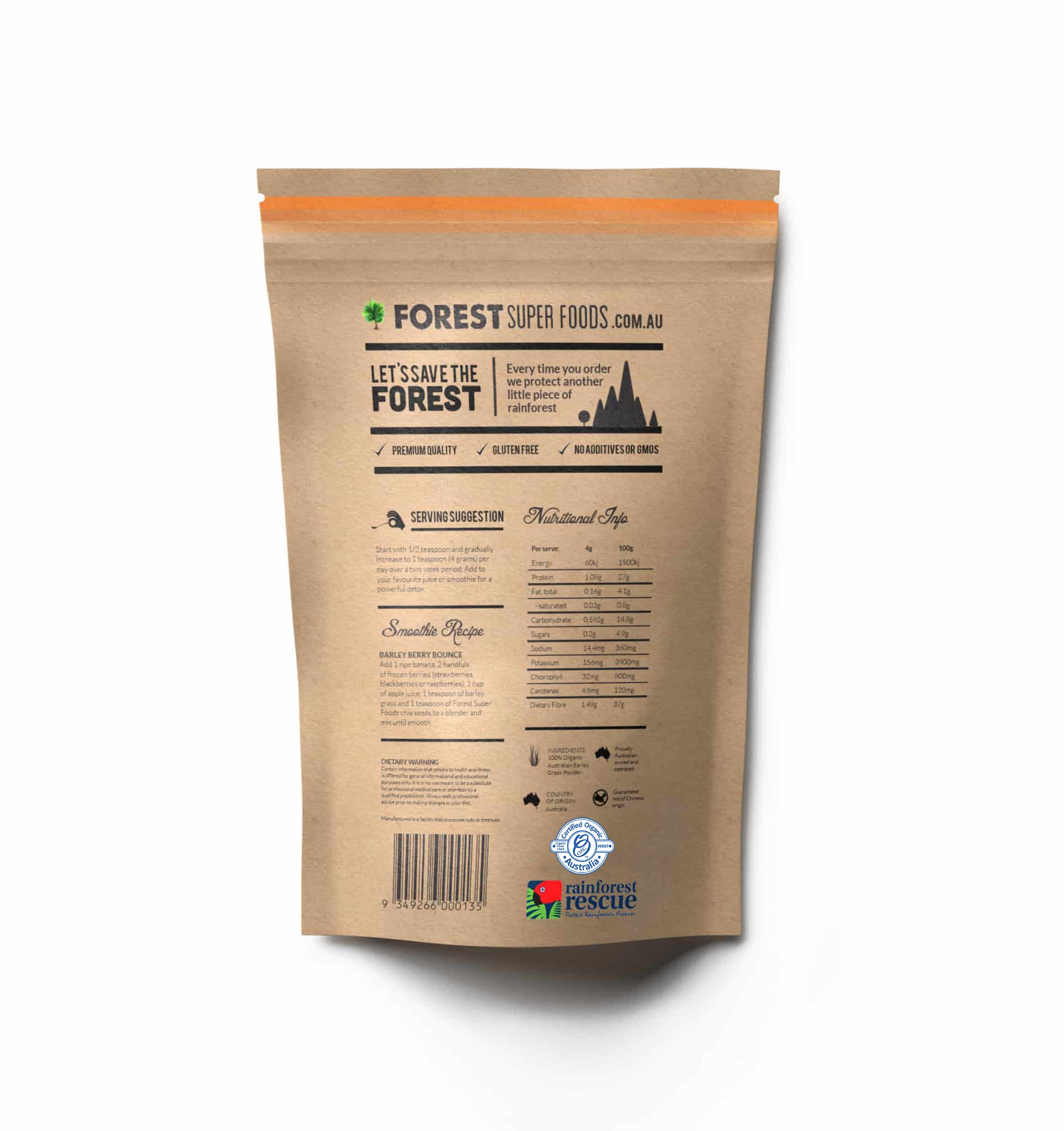 Certified Organic Australian Barley Grass