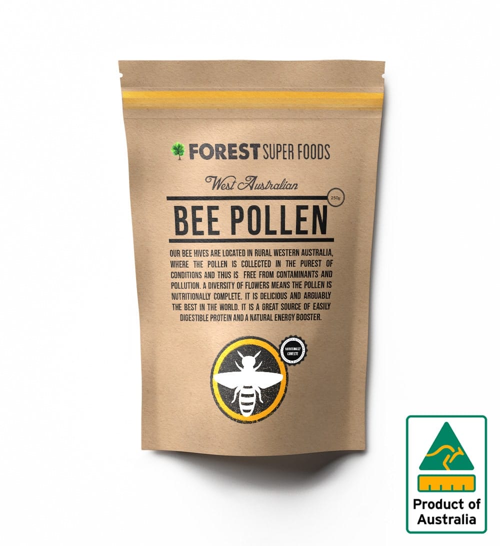 Energy Booster Bundle featuring Forest Super Foods Bee Pollen in eco-friendly packaging with Australian sourcing badge